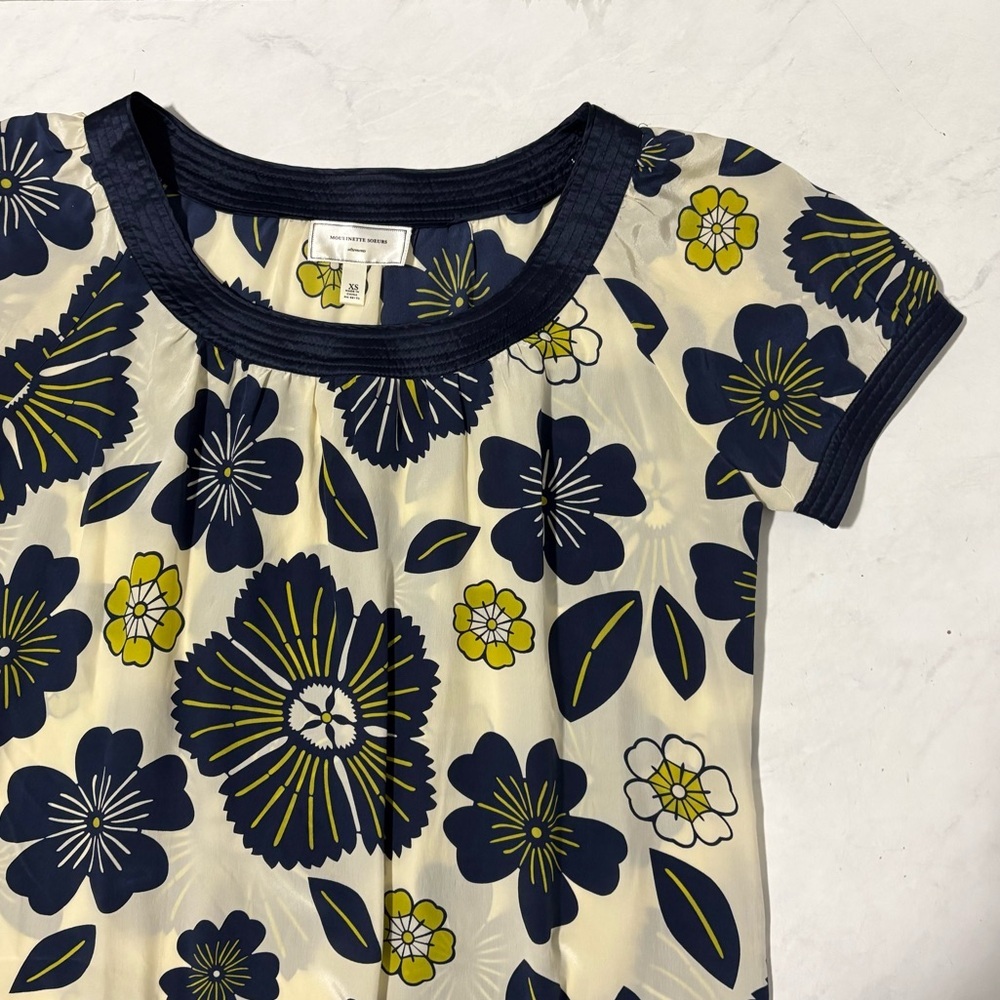 Anthropologie Moulinette Soeurs Silk Floral Mini Dress Size XS Boho Satin - Picture 4 of 5